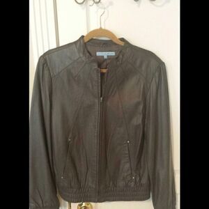Dark gray leather jacket